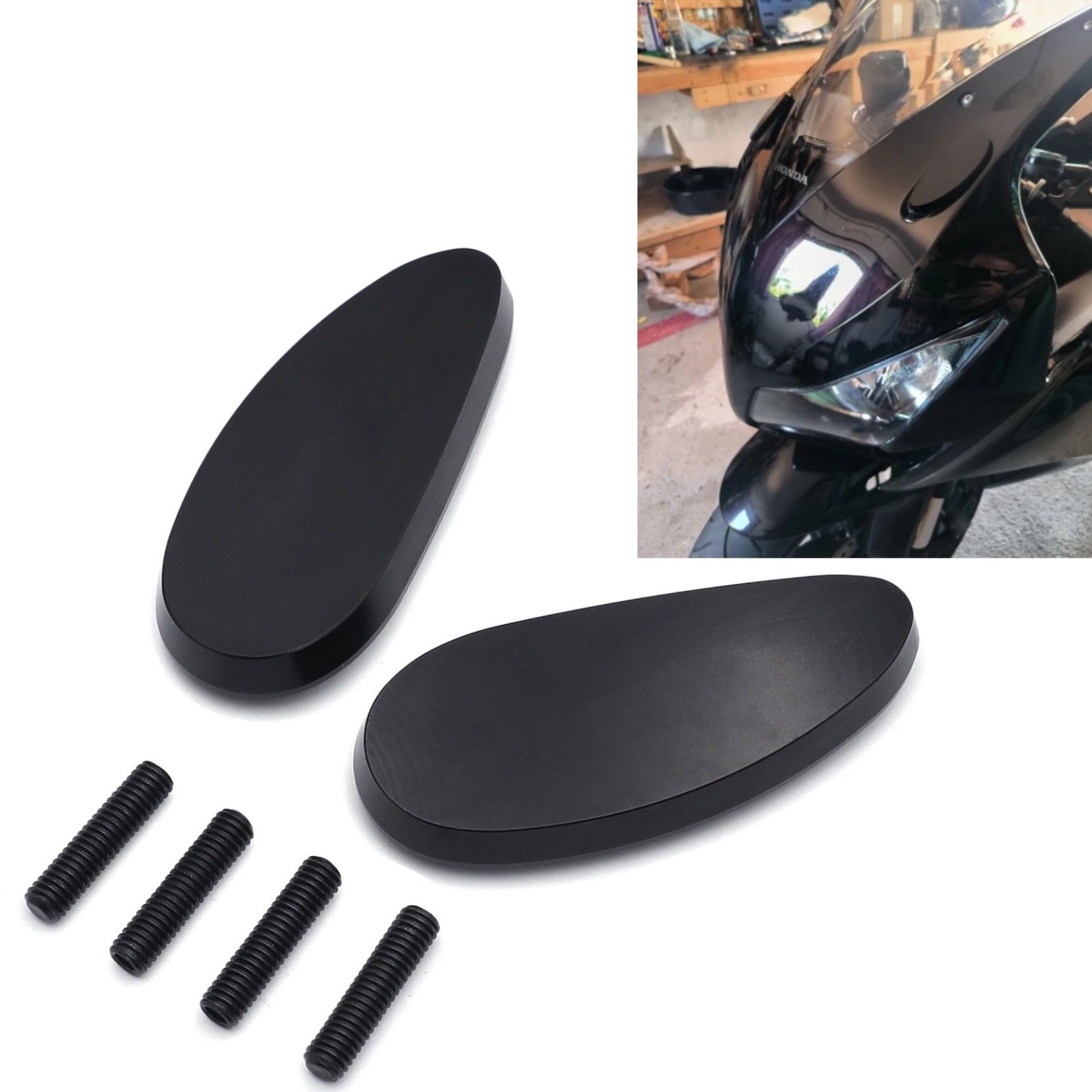 NO LOGO Mirror Block Off Plates Plain for Honda CBR1000RR 2008-2021 Aftermarket