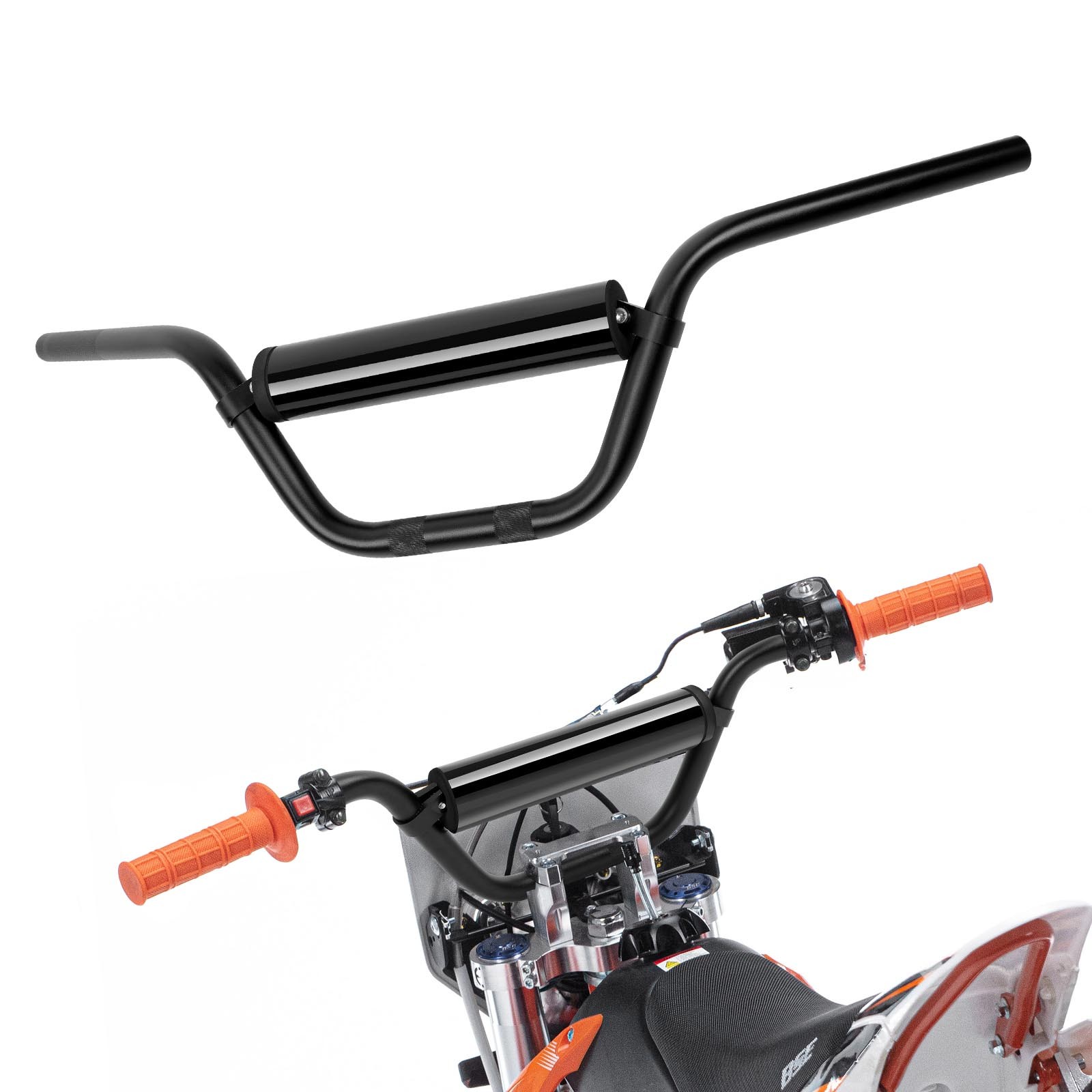 Aluminum 7/8″ 22mm Mid Handlebars w/ Foam Pad For Kawasaki Z125 PRO Z250 Z400