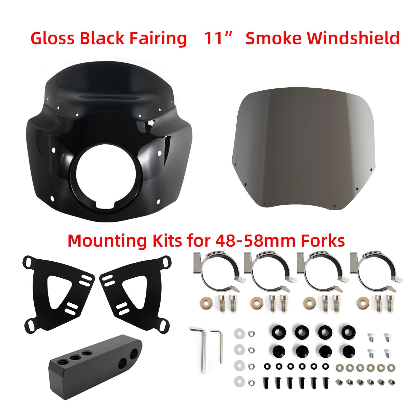 Road Warrior Fairing w/ 11” Smoke Windshield For HD Dyna Low Rider Street Bob