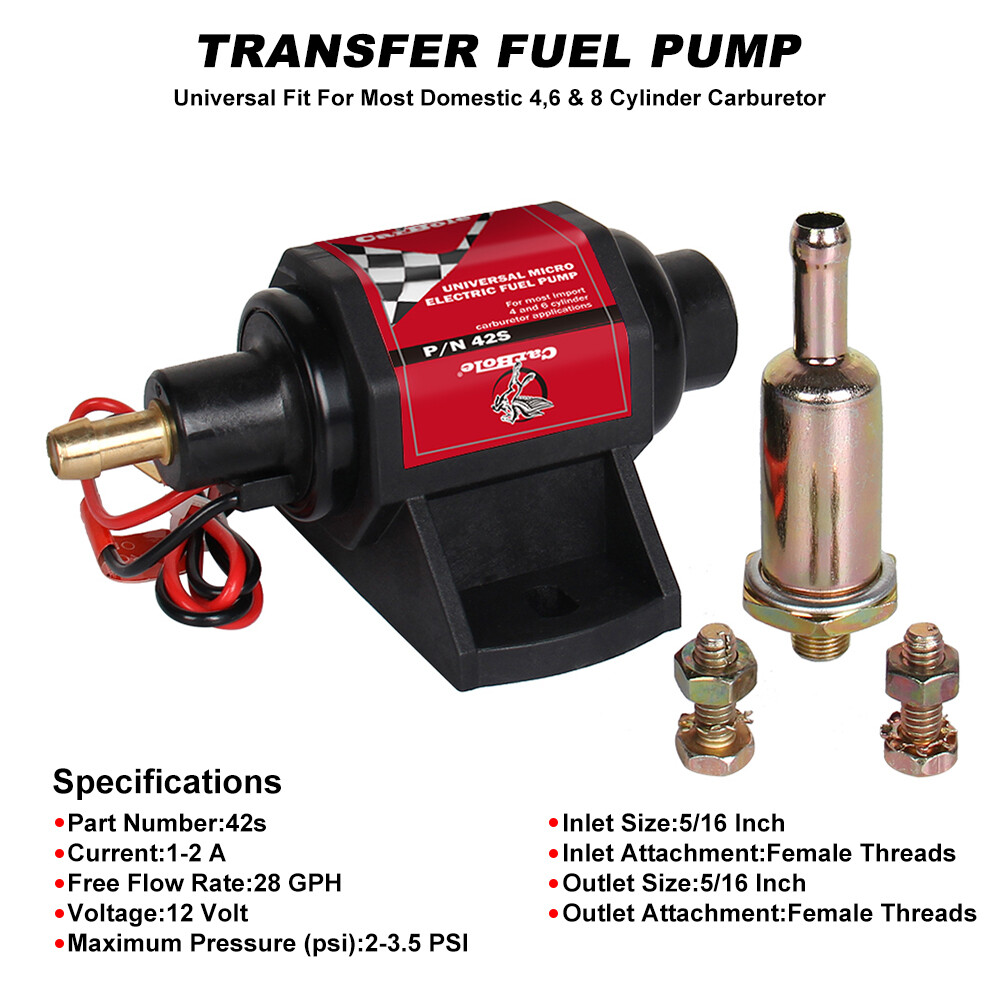 Low Pressure 2-3.5PSI 12 Universal Micro Electric Fuel Pump 42S Polymer Gasoline