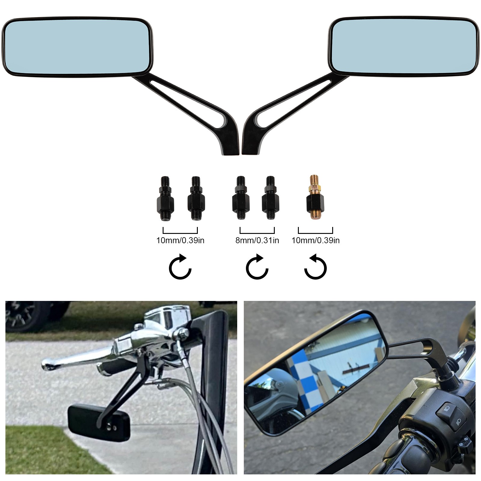 Rectangle Motorcycle Rear View Side Mirrors Compatible For Honda GROM MSX125