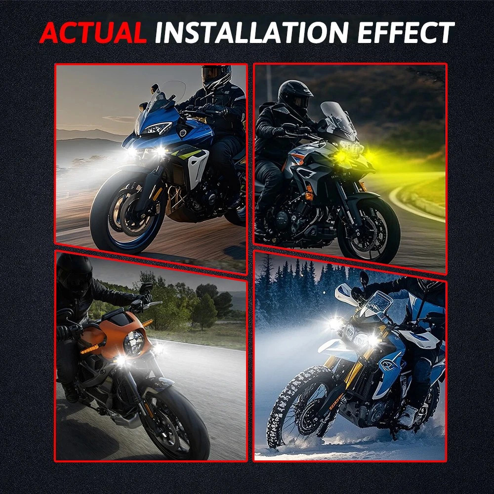 2x LED Motorcycle Spot Lights Headlight Driving Fog Auxiliary Lamp Yellow White