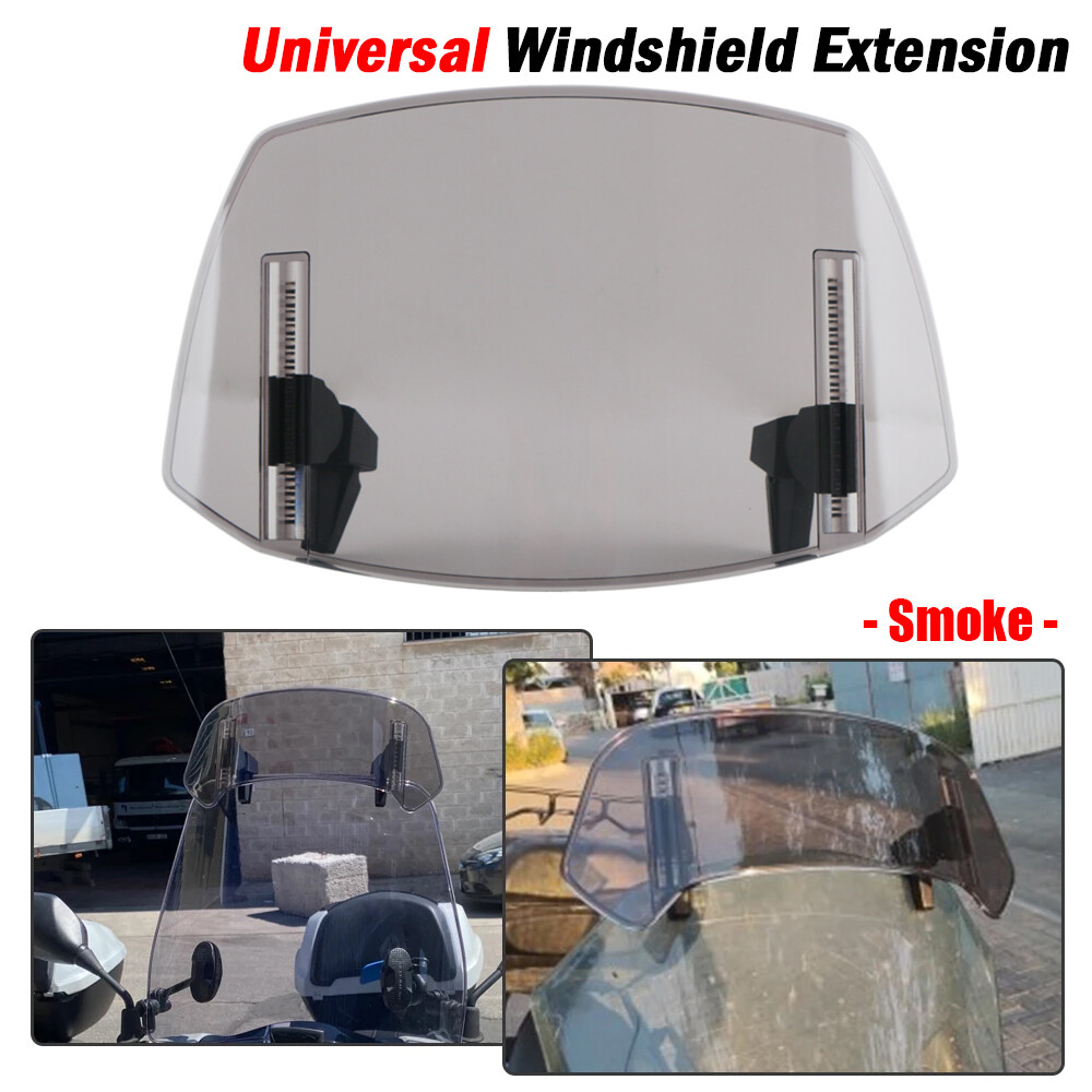 Motorcycle Clip On Windshield Wind Screen Deflector Extension Spoiler Smoked