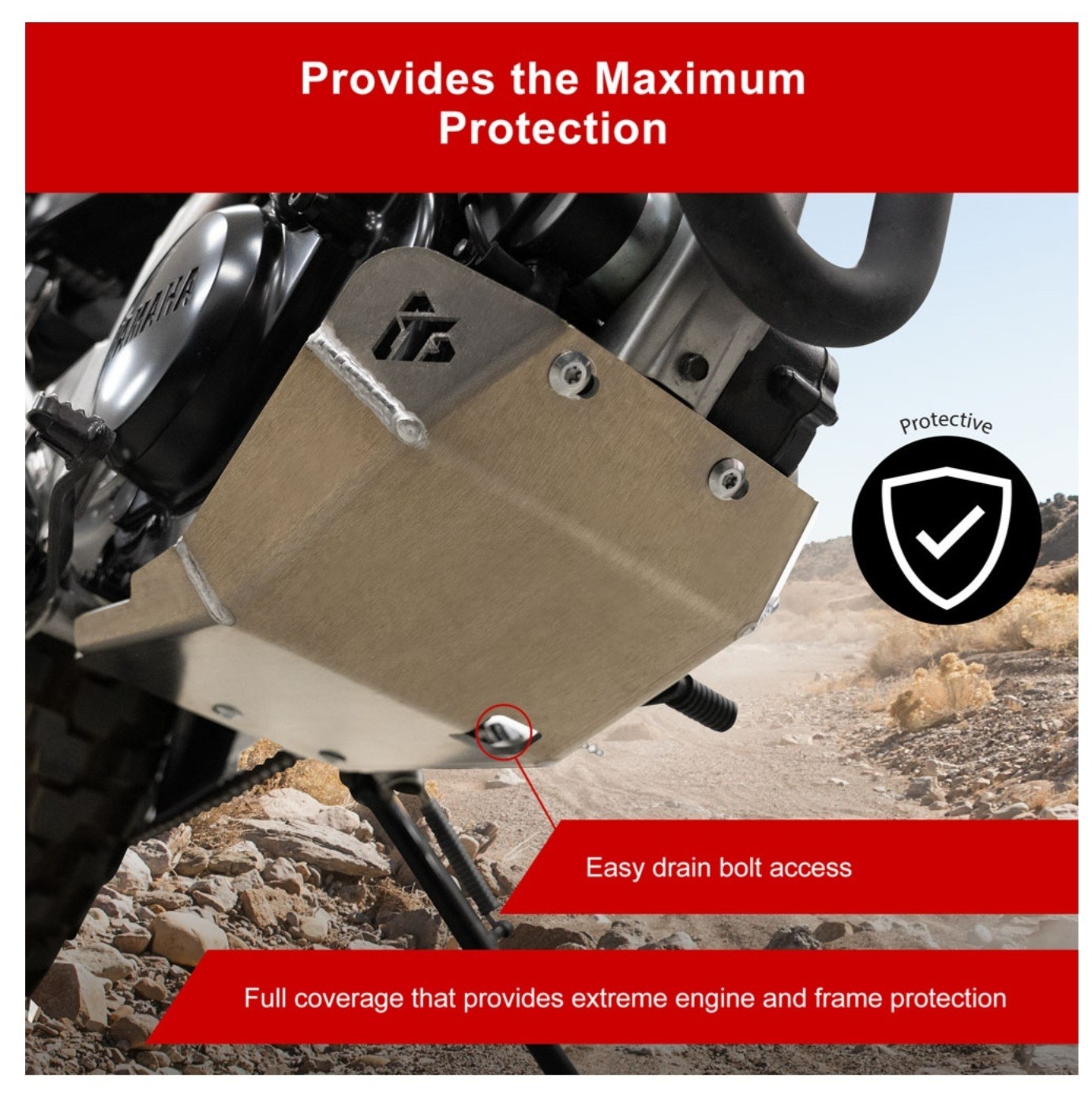 Tusk Aluminum Skid Plate For Yamaha TW200 1987-2025 With Hardware