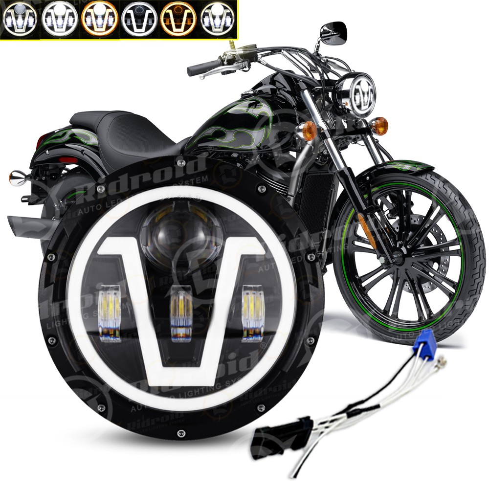 For Kawasaki VN Vulcan 500 750 800 900 1500 DOT 7″ INCH LED Headlight Projector