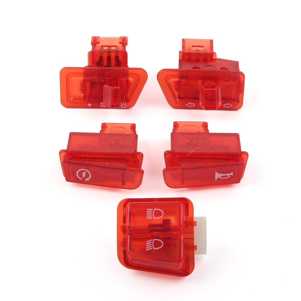 Red Headlight Turn Signal Start Ignition Switch Horn Cap for GY6 50 125cc
