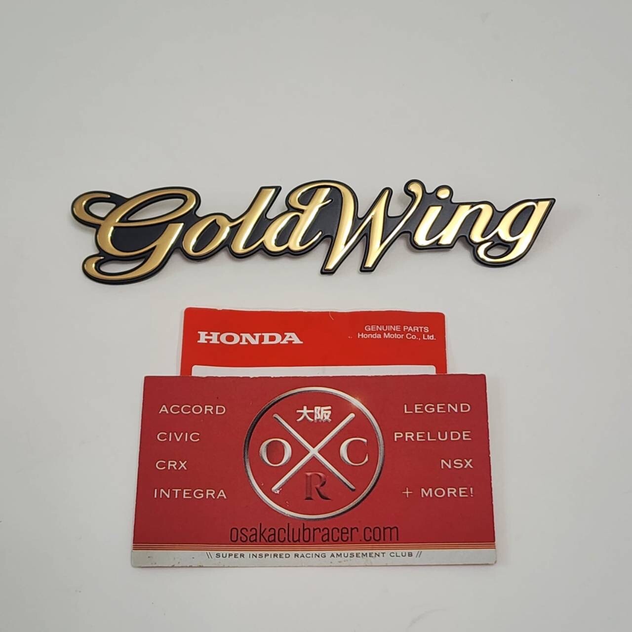 Genuine OEM 1988-2000 Honda Goldwing Side Emblem Badge 83605-MT8-010 NEW OE Gold