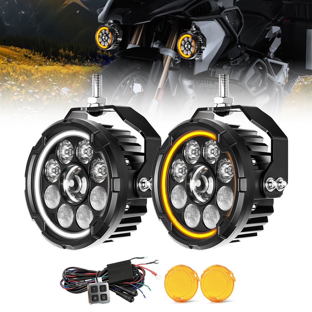 COLIGHT 2X 4.5″ D09 Pro Series Amber&White DRL LED Motorcycle Lights Hi&Low Beam