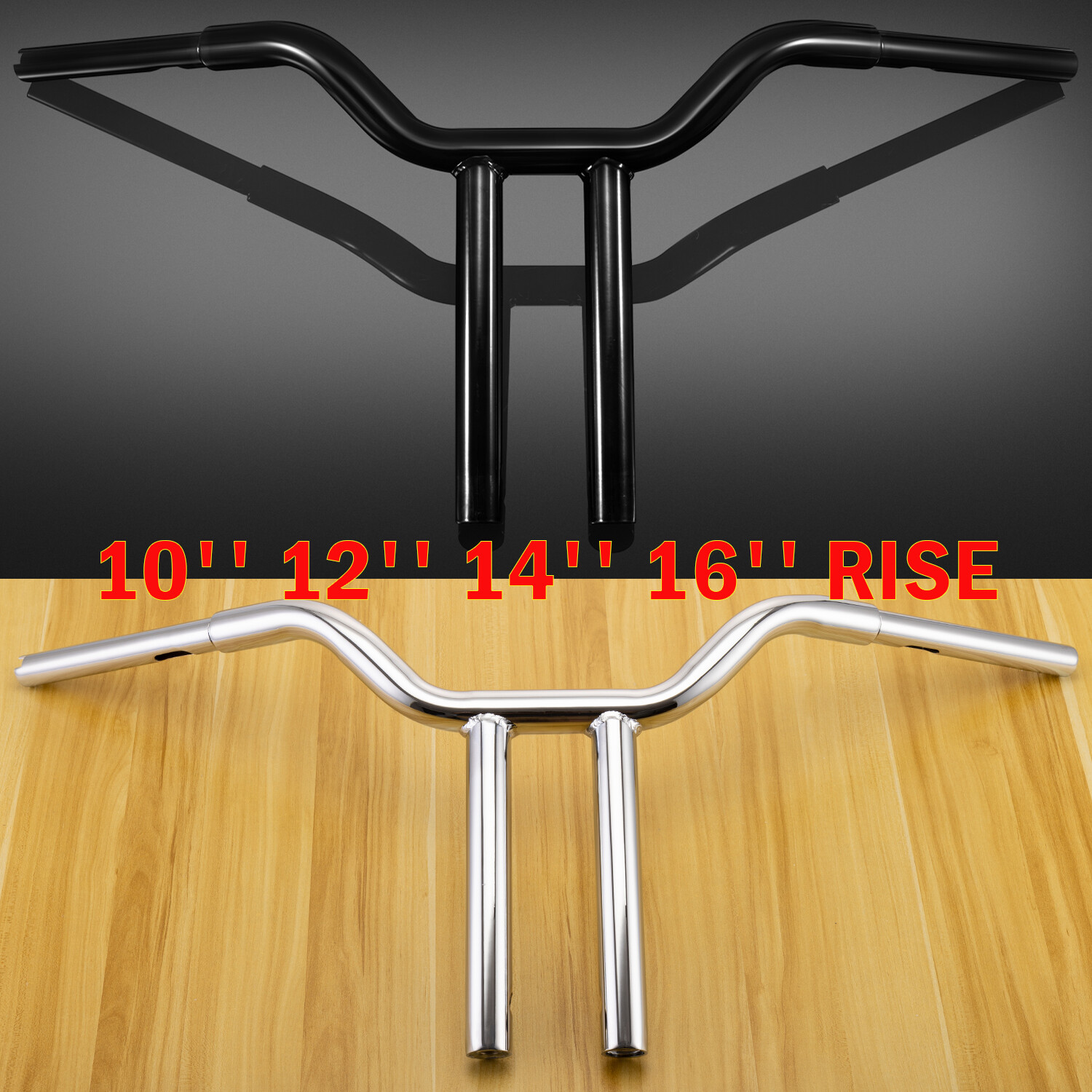 10″ 12″ 14” 16″ Gloss Black Pre-Drilled Handlebar T-Bar For Harley Dyna Softail