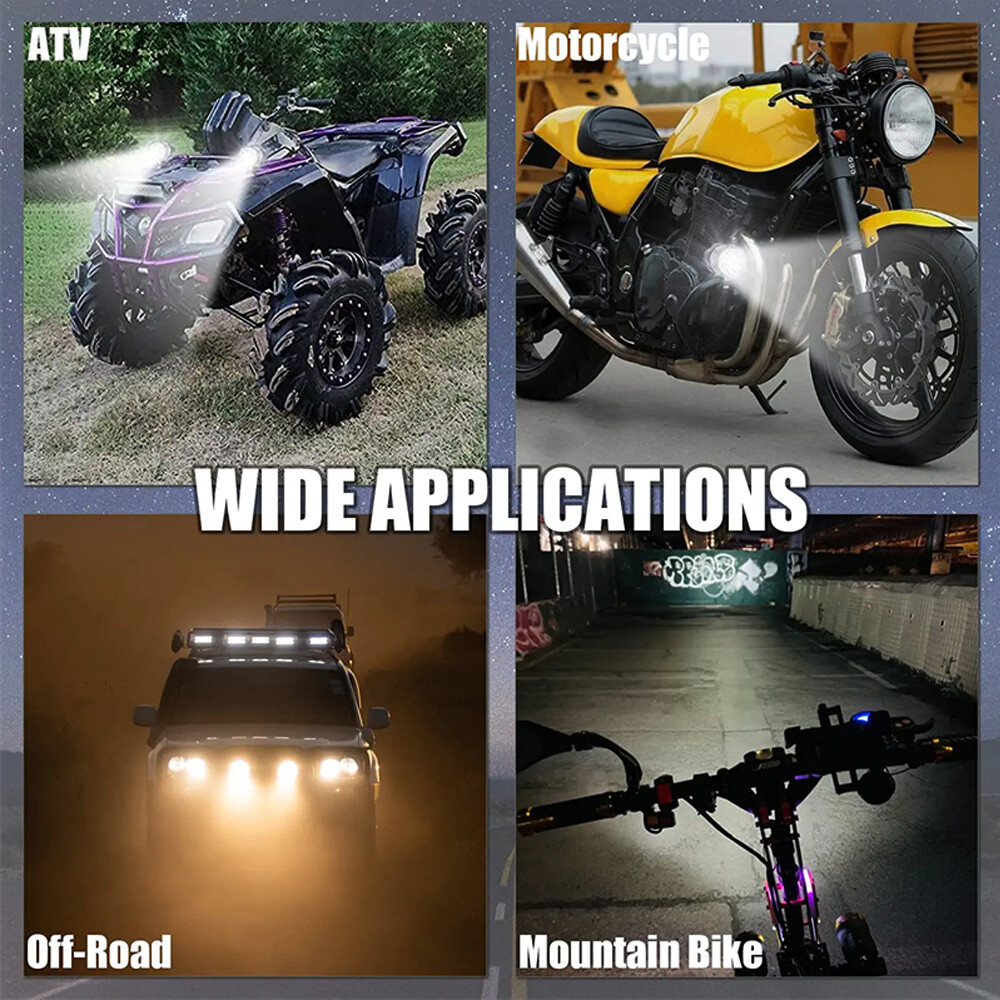 2pcs Car Motorcycle Headlight Spot Fog Lights 4 LED Front Head Lamp 12V 30W ATV