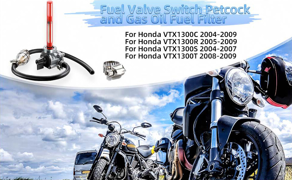 Fuel Vacuum Petcock W/Filter For Honda VTX1300C VTX1300R VTX1300S VTX1300T 04-09