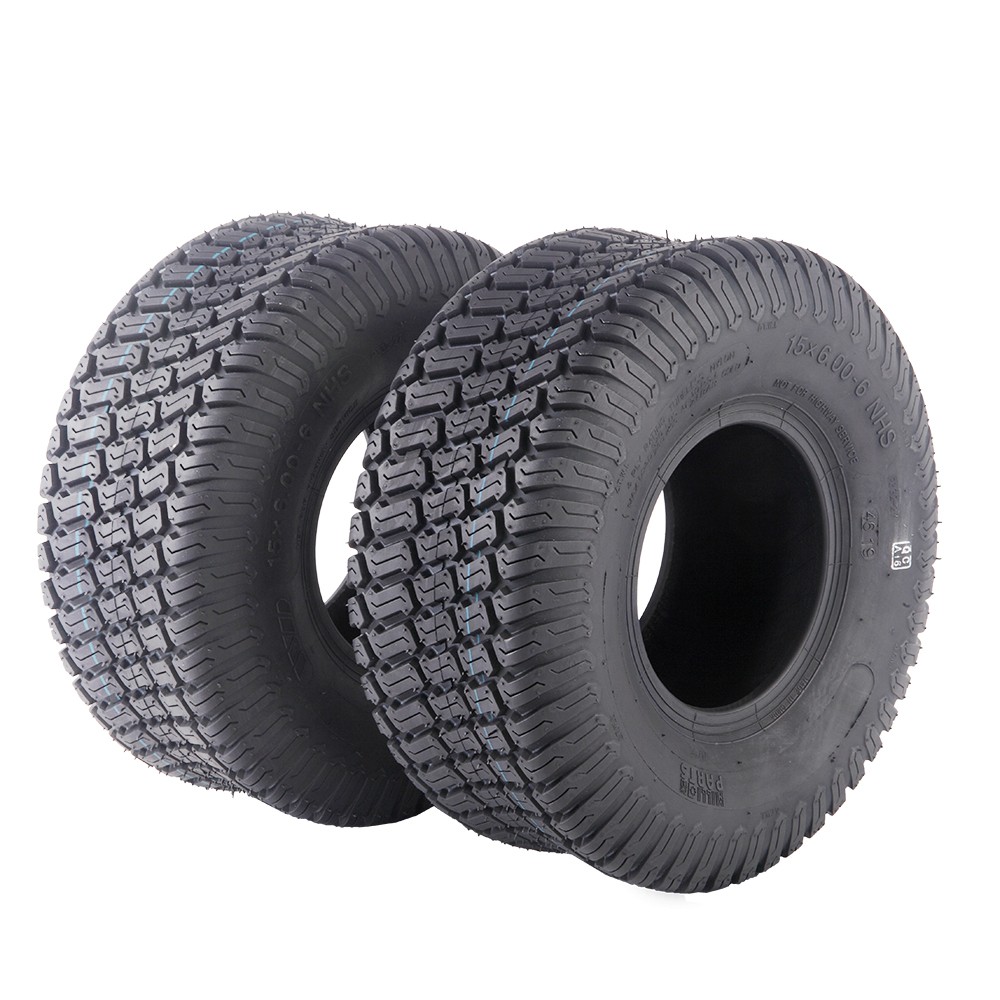 2 Tires Tubeless 15×6.00-6 4 Ply Turf Tires for Lawn Mower Tractor