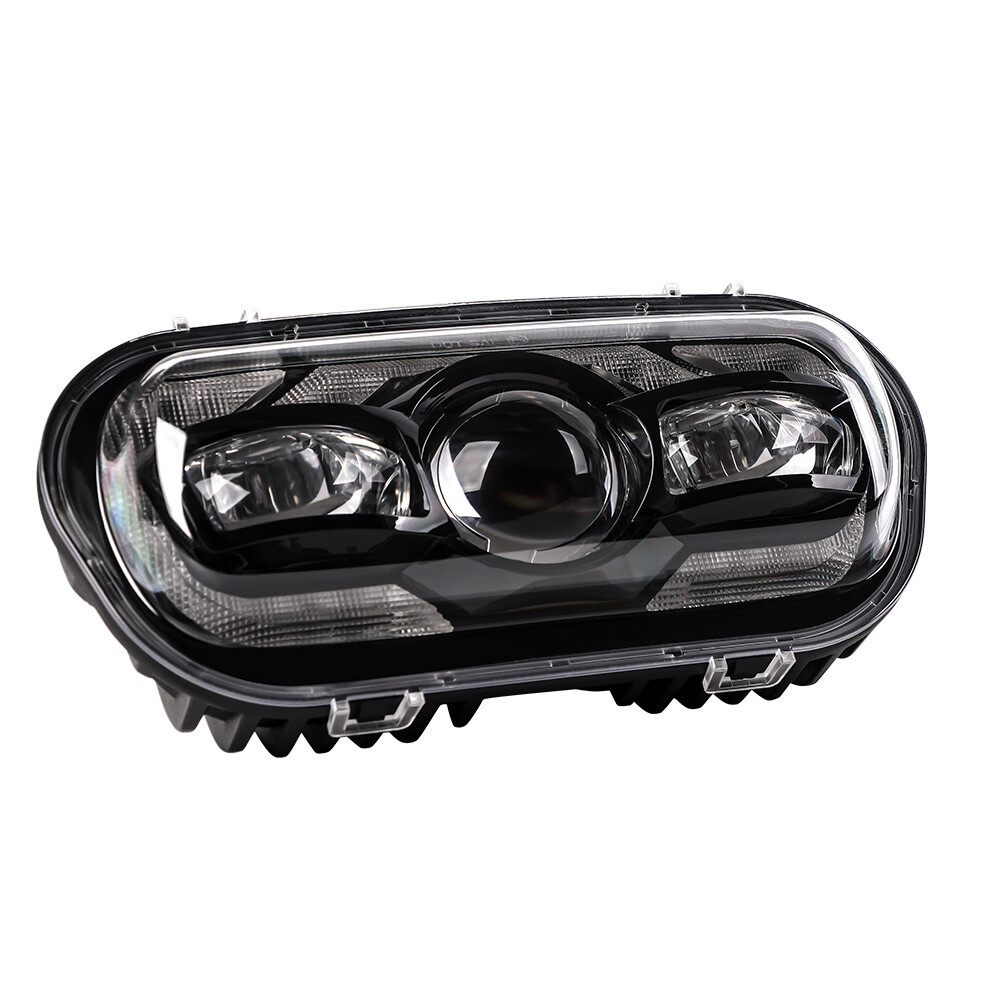 DOT 120W LED Headlight High Low Sealed Beam Black With Halo DRL For FatBob 08-19