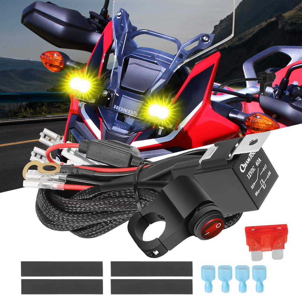 Wiring Harness Kit Motorcycle Handlebar Switch 18AWG 2 Leads 12V For LED Lights