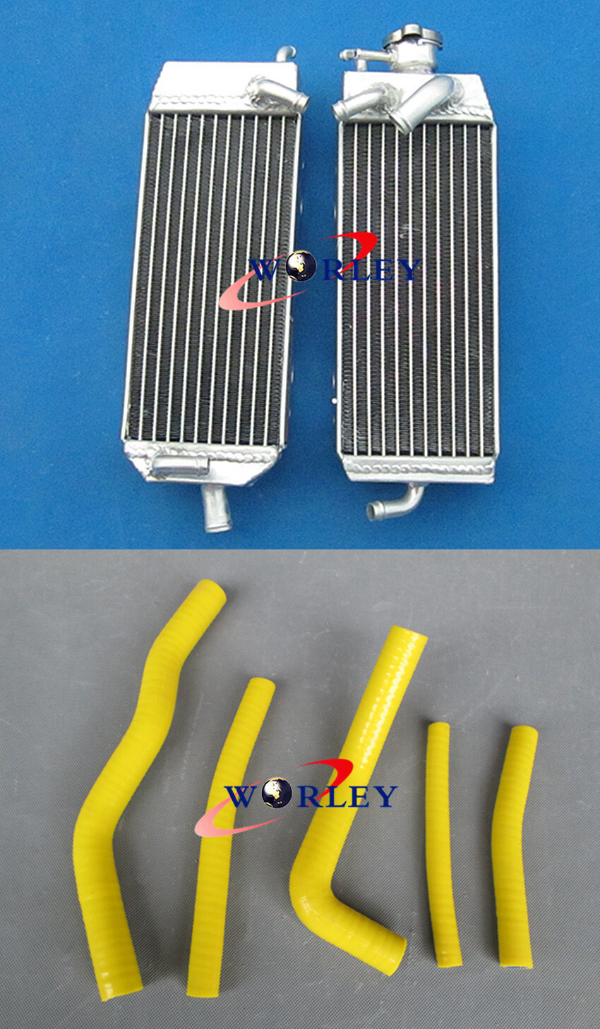 For SUZUKI RM125 W/X/Y 2-stroke 1998 1999 2000 Aluminum Radiator + yellow hose