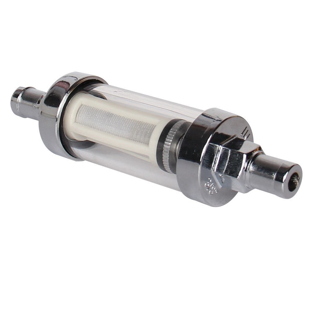 6mm 3/8 Chrome Finish Petrol In-Line Fuel Filter Simple To Install Clean