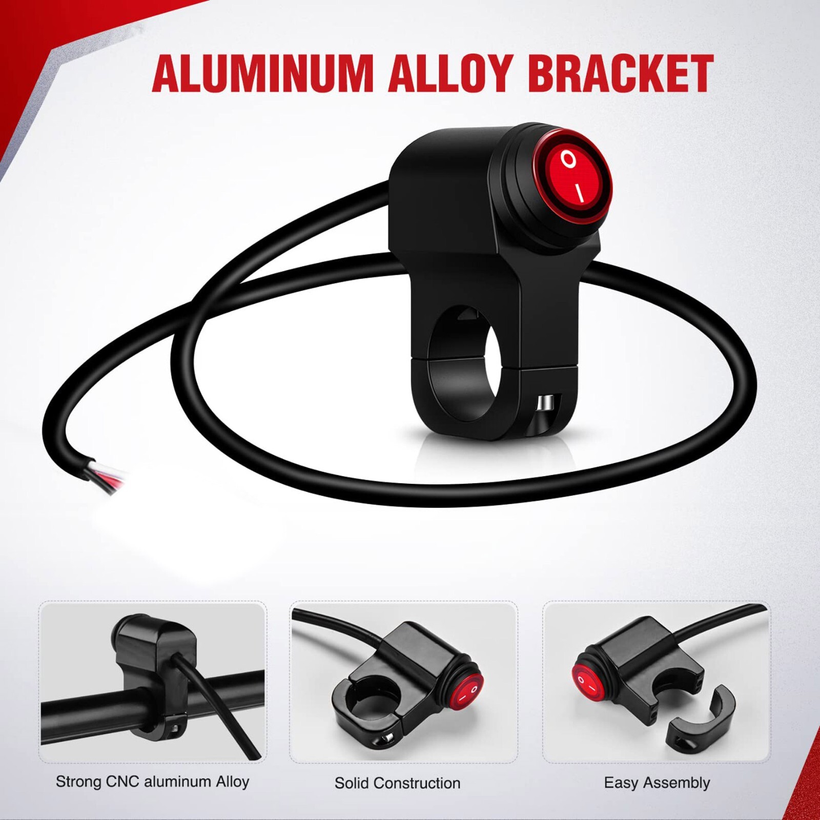 Waterproof Motorcycle Bicycle 7/8″ Handlebar Headlight Fog Light ON OFF Switch