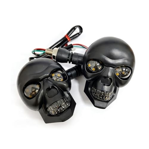2PCS Motorcycle LED Turn Signals 12V Skull Dual Color 10mm Universal Blinkers