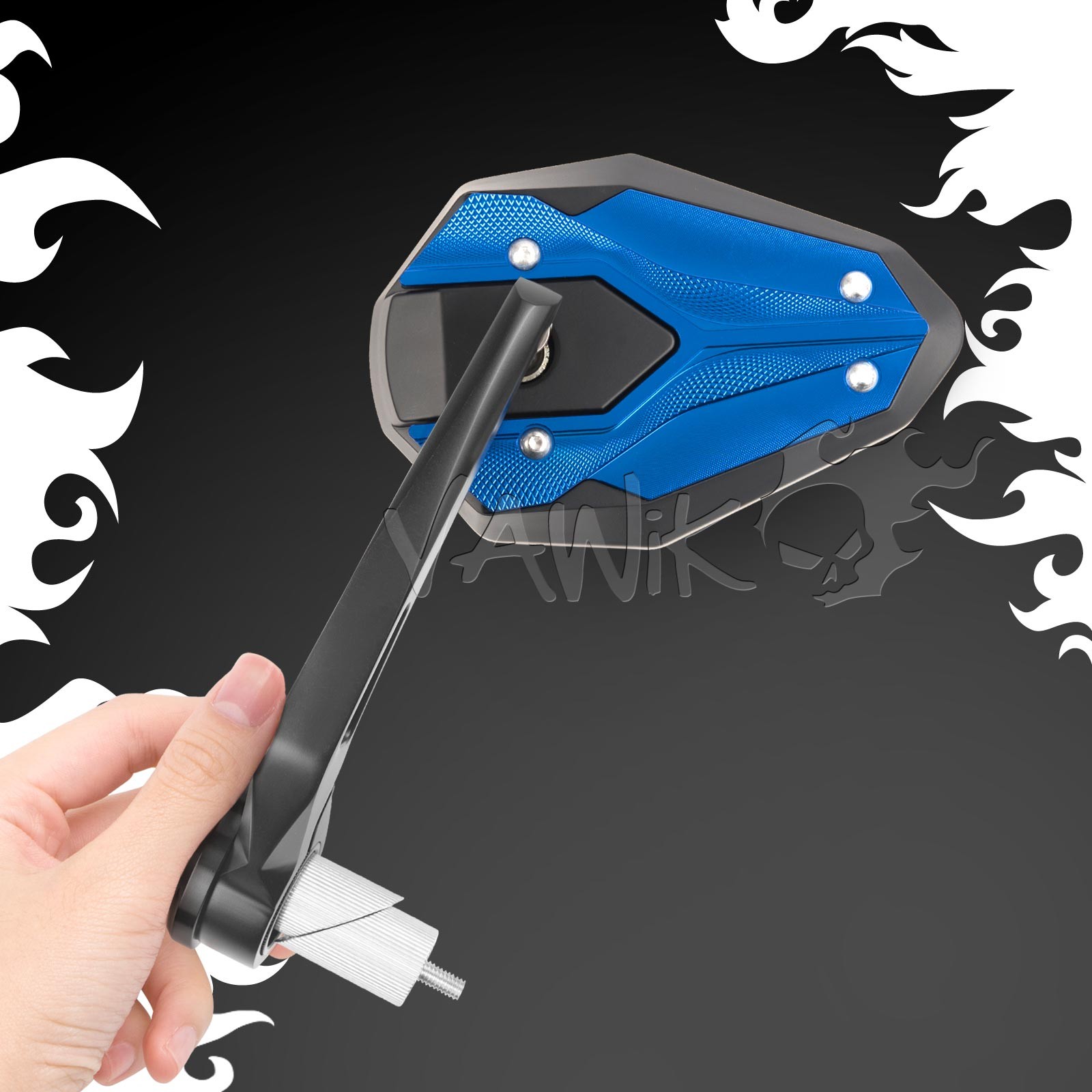 VAWiK ViperII All Blue Bar End Mirrors 1″ (25mm) Hollow Bar for Indian Victory