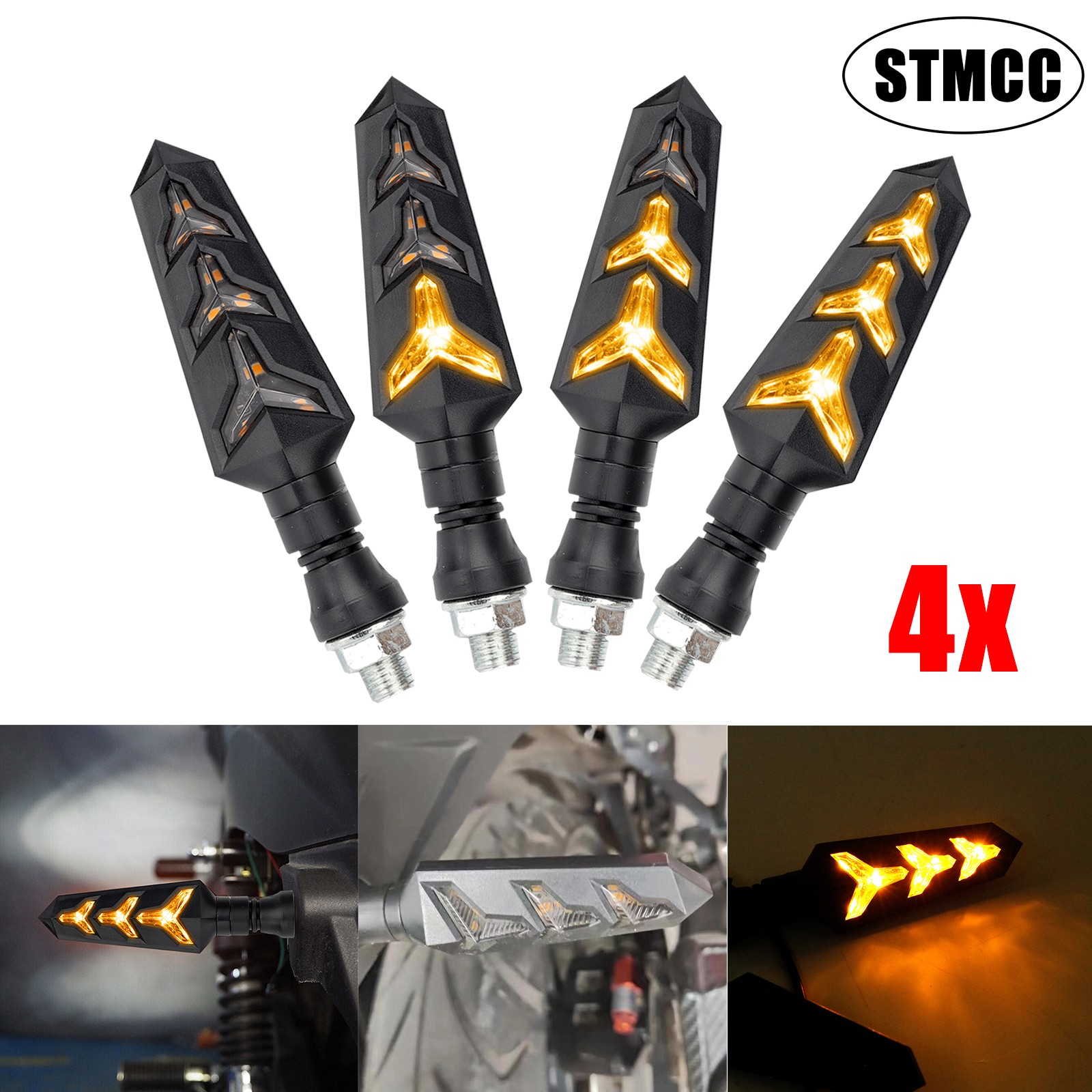 4X Universal Motorcycle LED Turn Signal Indicator Blinker Amber Lights Durable