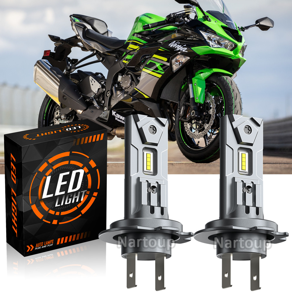 2pcs H7 Led Headlight Bulbs Motorcycle for Kawasaki 250 300 650 ZX6R ZX10R 6000K