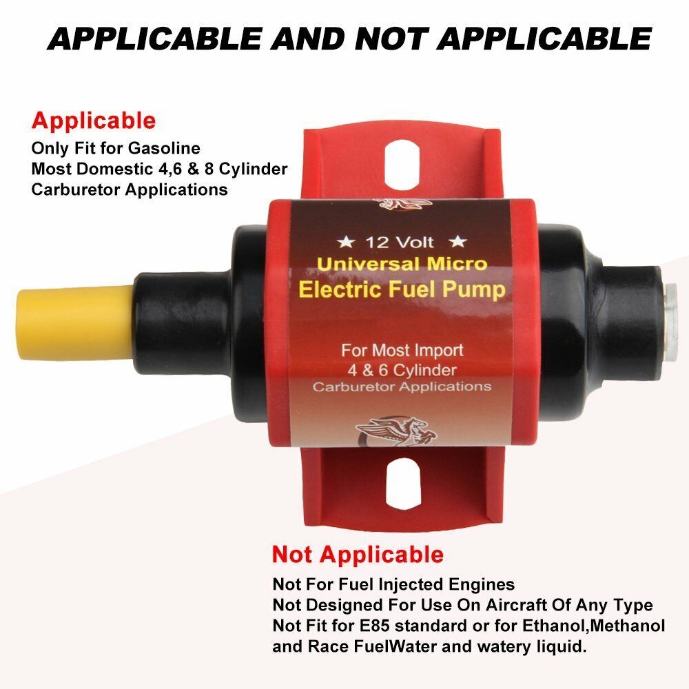 42S 12V 42S Universal Electric Fuel Pump Applications 42 GPH 2-3.5PSI 5/16 Inch
