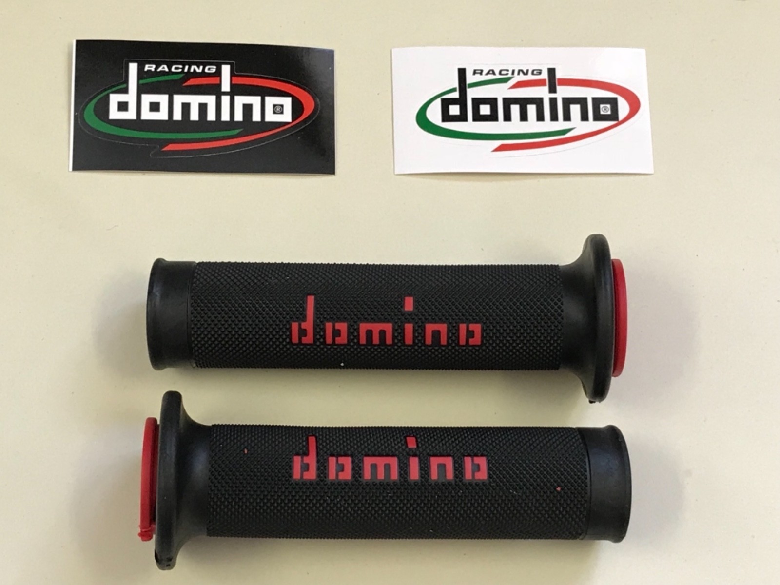 A010 Domino Black & Red XM2 Motorcycle Race Grips Track Bike Streetfighter