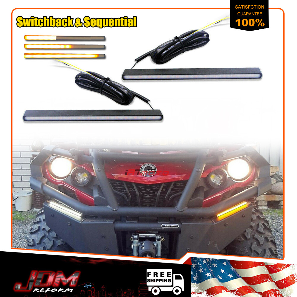 Ultra Slim Switchback White/Amber LED Bar Signal DRL Lamps For Heavy Duty Bumper