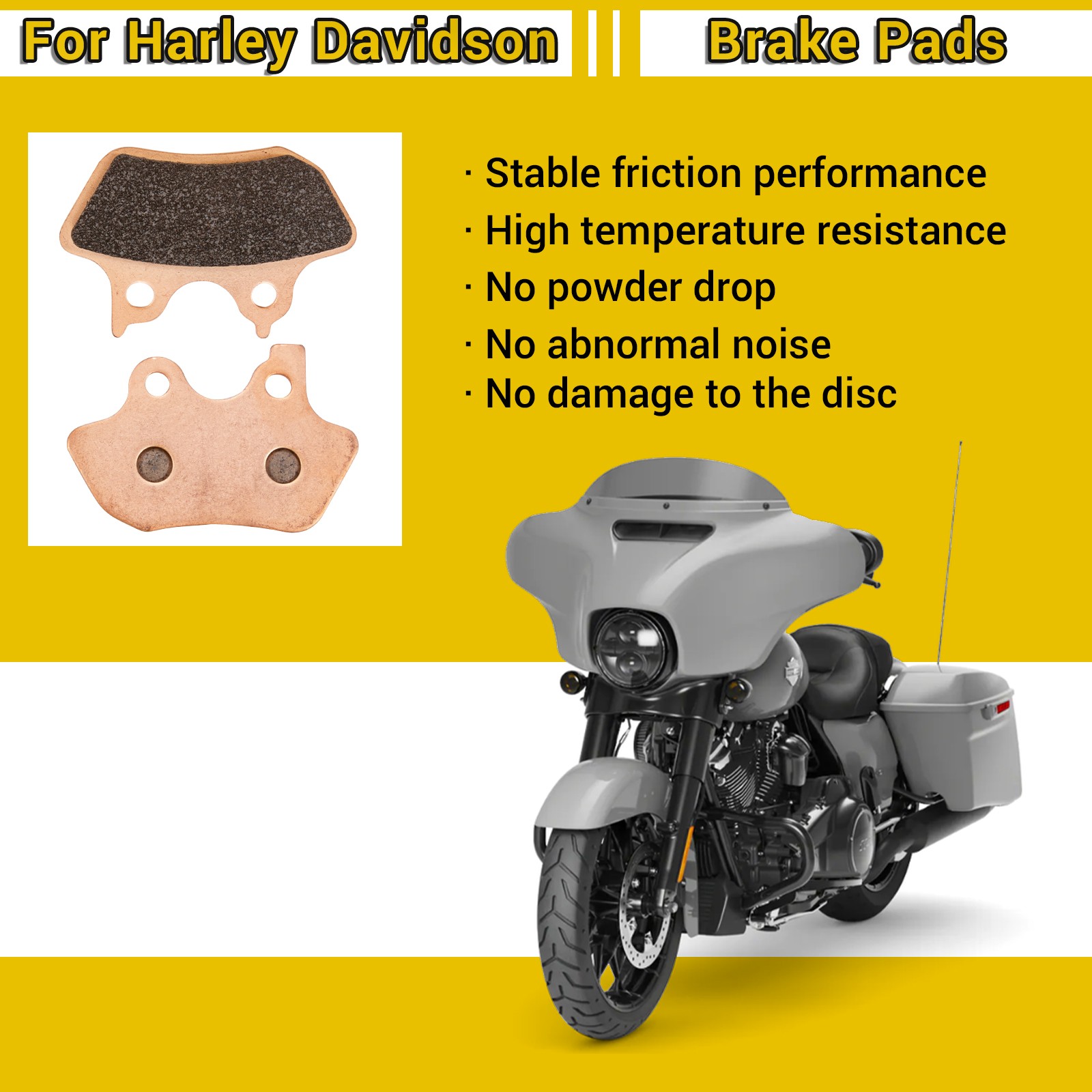Brake Pads for Harley Davidson Electra Glide Ultra Classic Road King Fatboy Dyna
