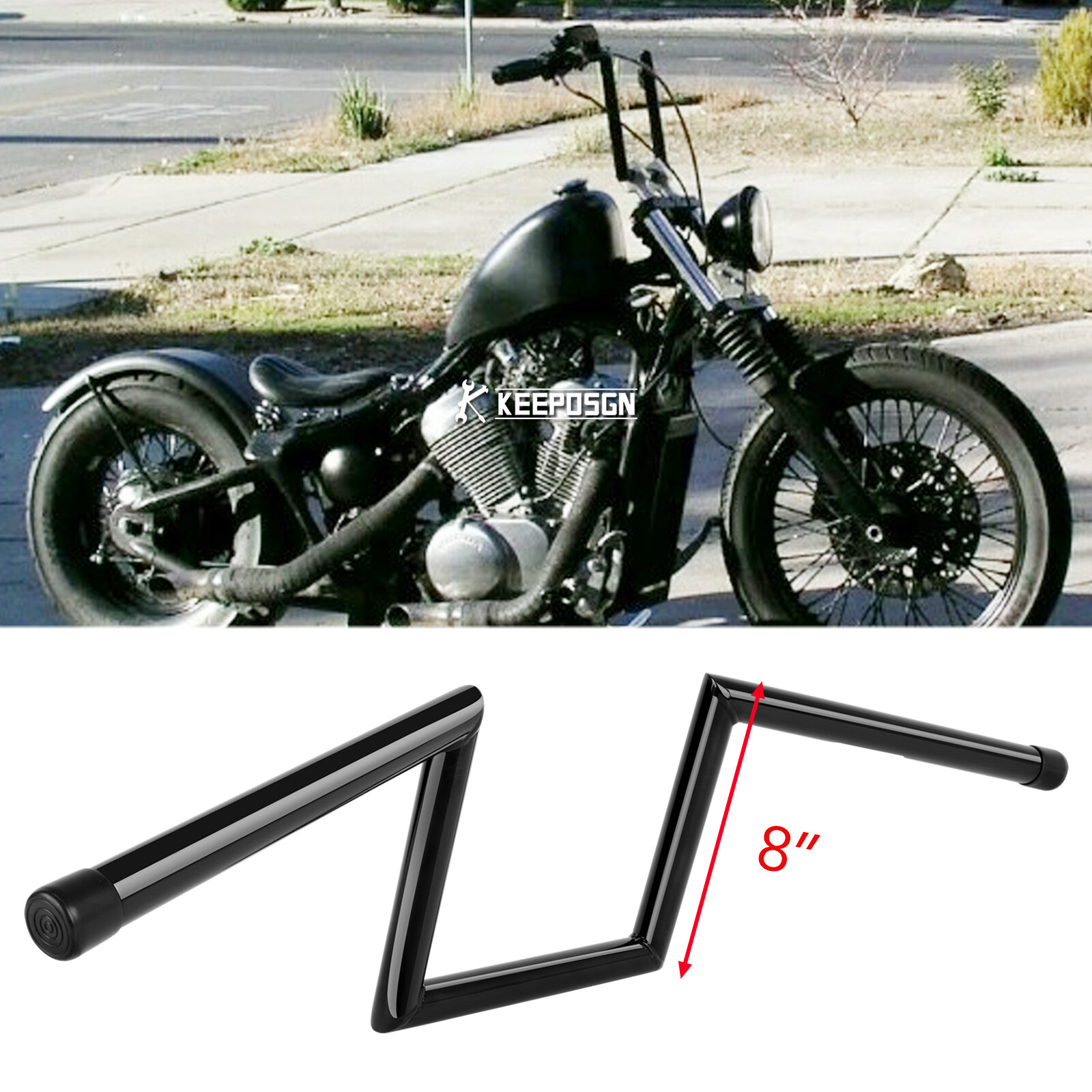 25mm 1″ Handlebar 8″ Rise Z Bar Hanger For Honda Shadow Bobber Spirit 750 1100