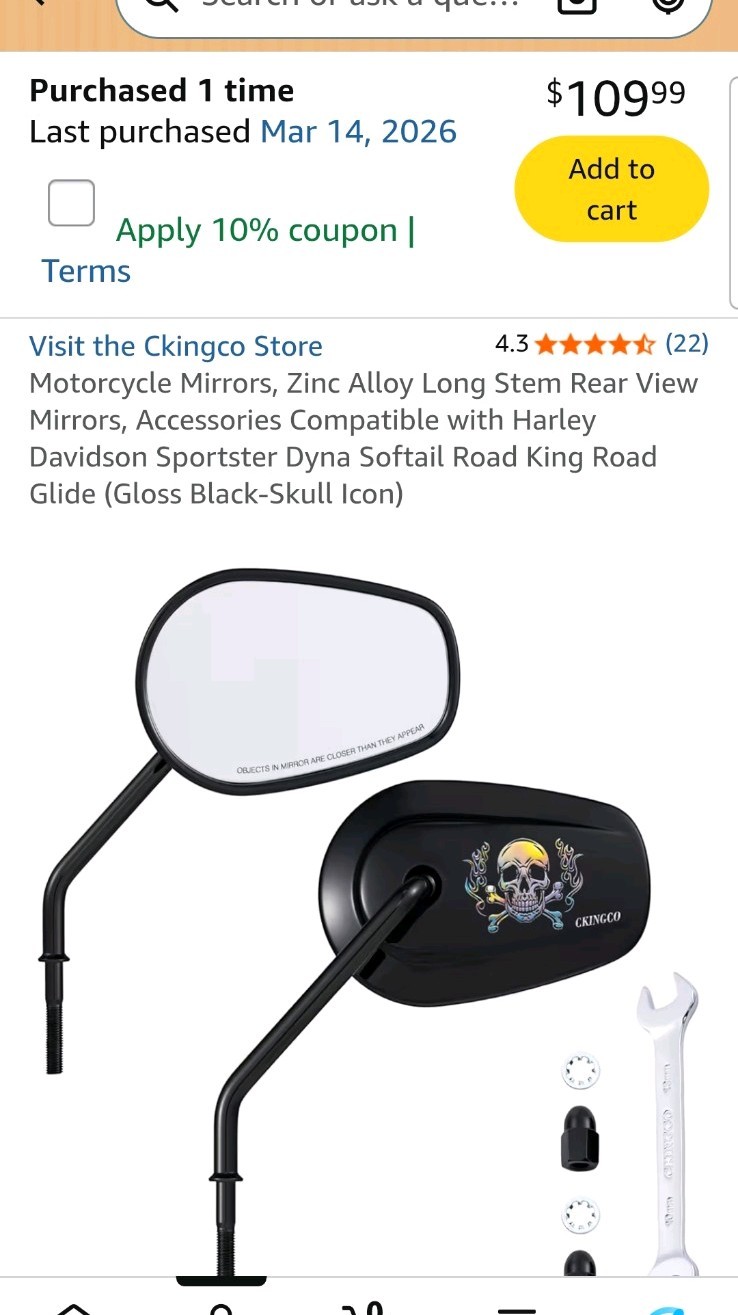 Motorcycle Mirrors, Zinc Alloy Long Stem Rear View Mirrors, Accessories Comp H.d