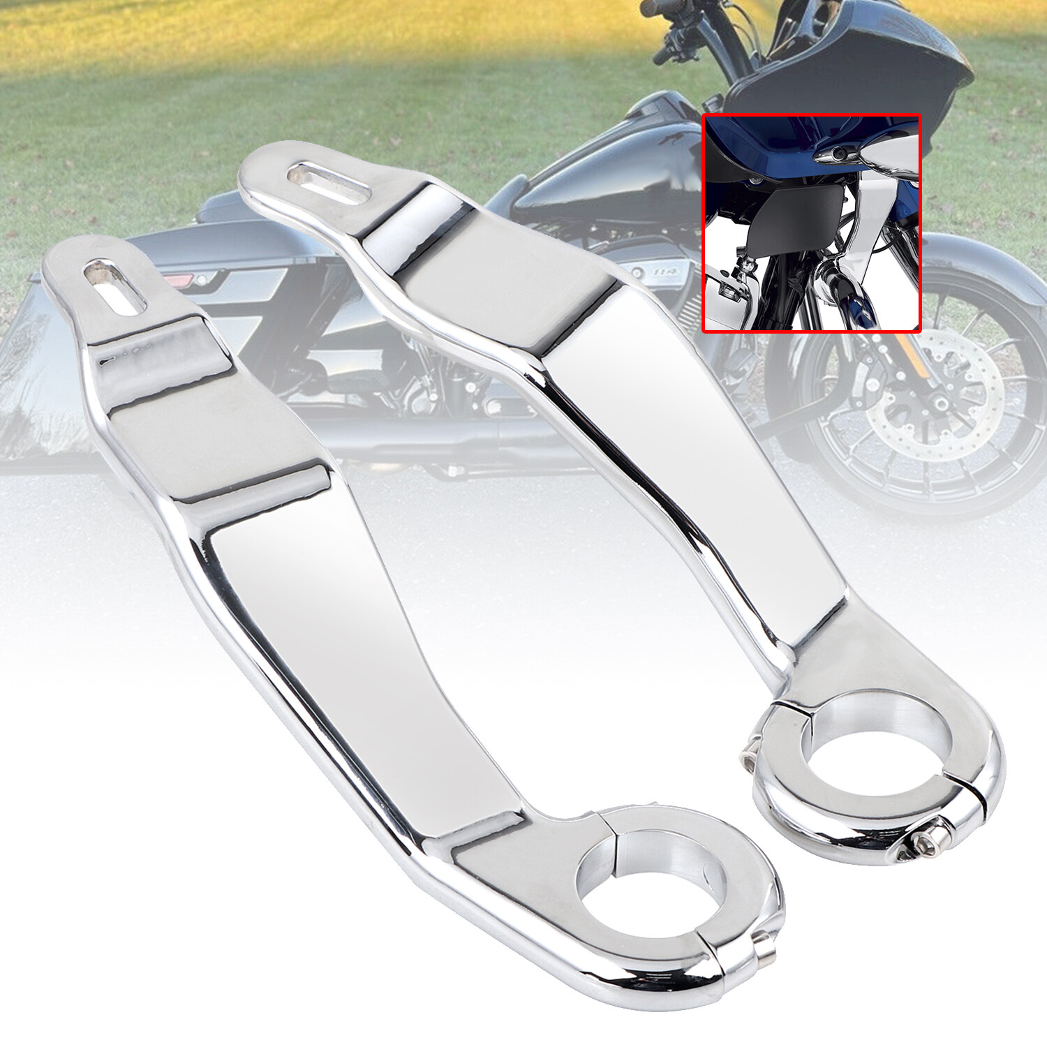 Chrome Zinc Alloy Fairing Support Bracket Mount Kit For Harley Road Glide 15-23