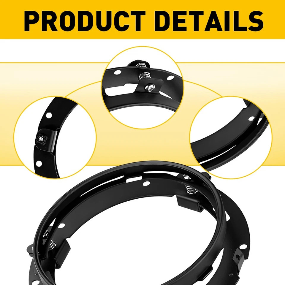 7″ LED Halo Headlight + Bracket Mount Ring for Harley Davidson Touring Road King