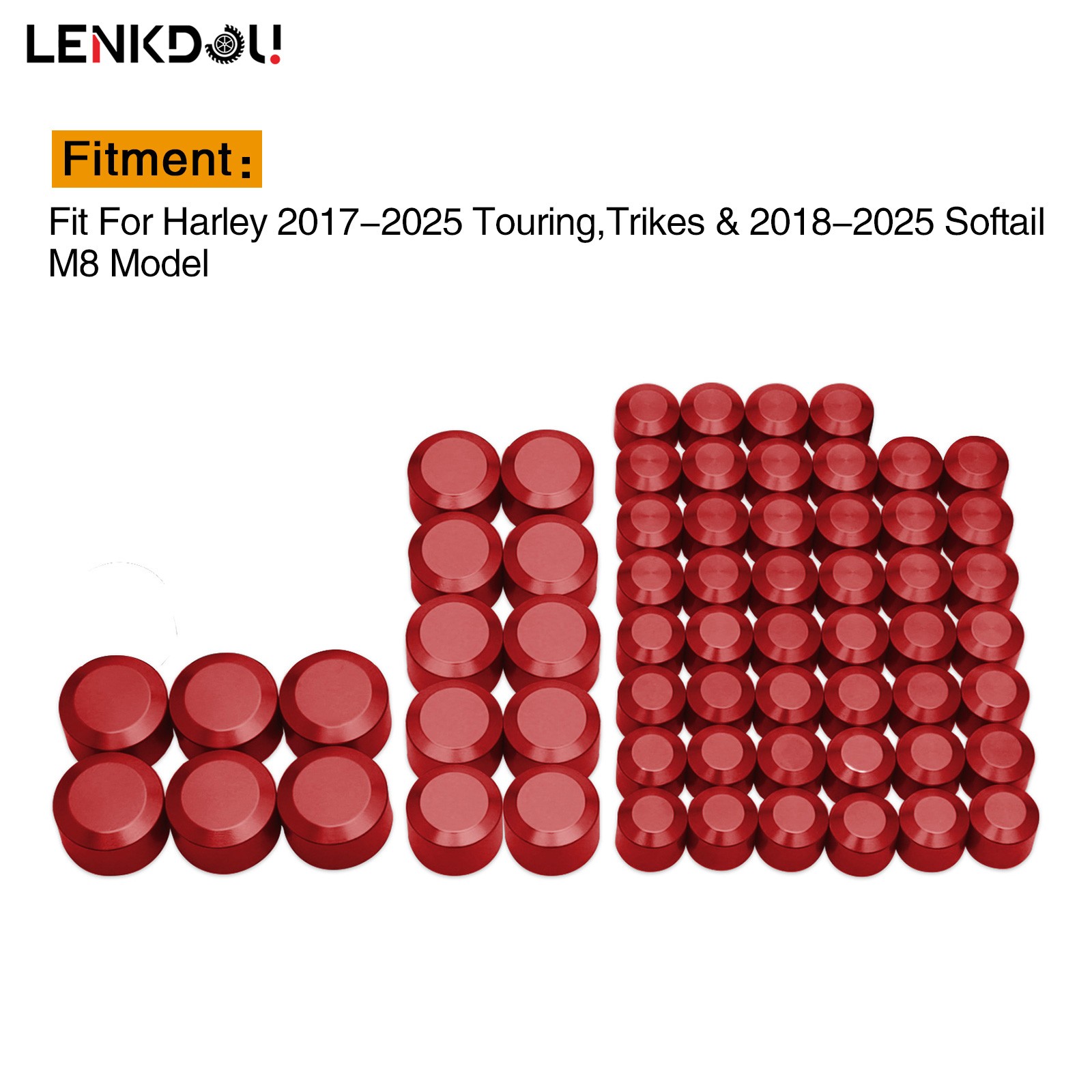 62X Engine Bolt Caps Cover Red For Harley Touring Road King Street Glide 17-2026