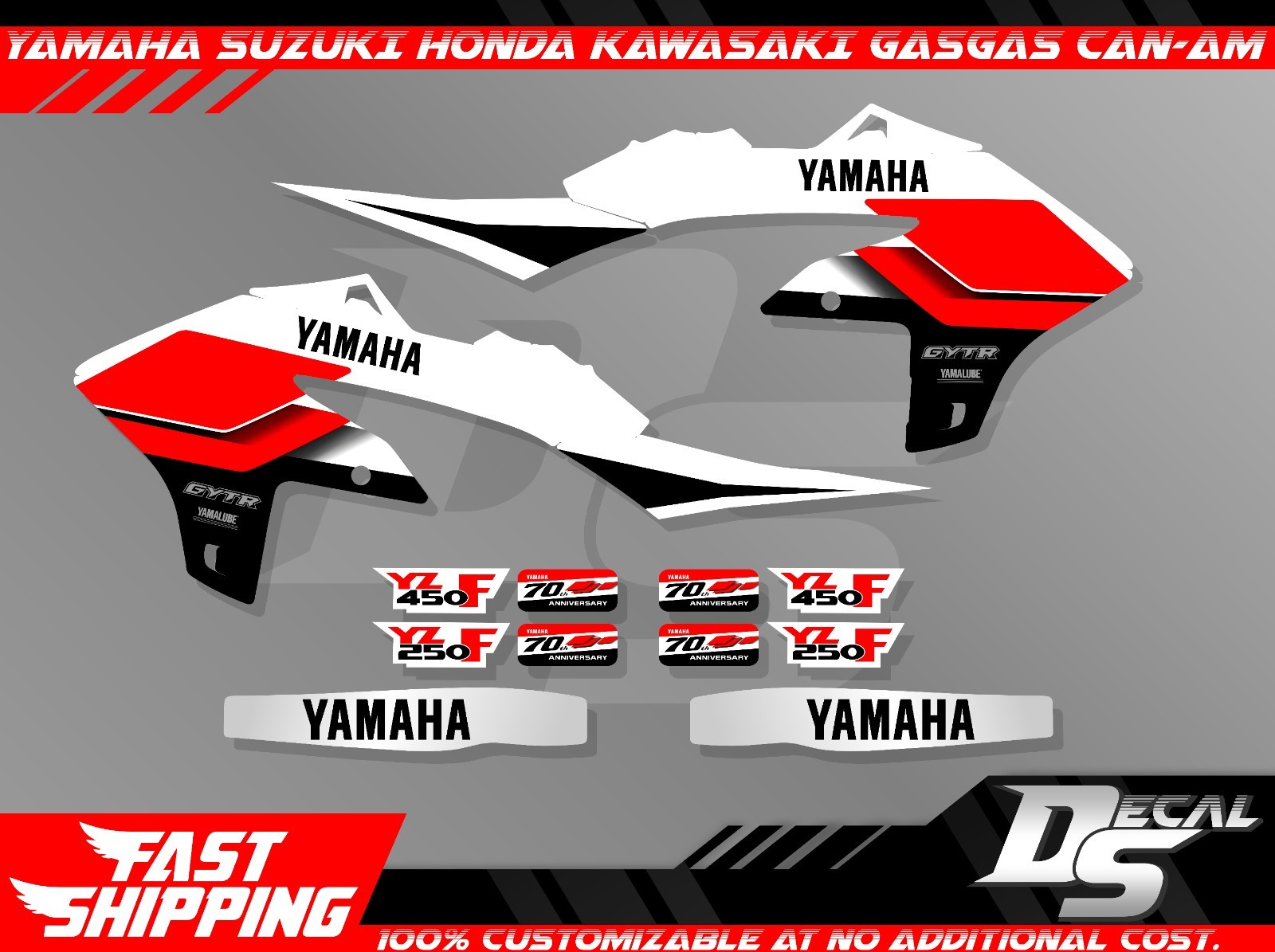 Yamaha YZ OEM Replica Graphics Kit YZ250F YZ450F 70th Anniversary Style
