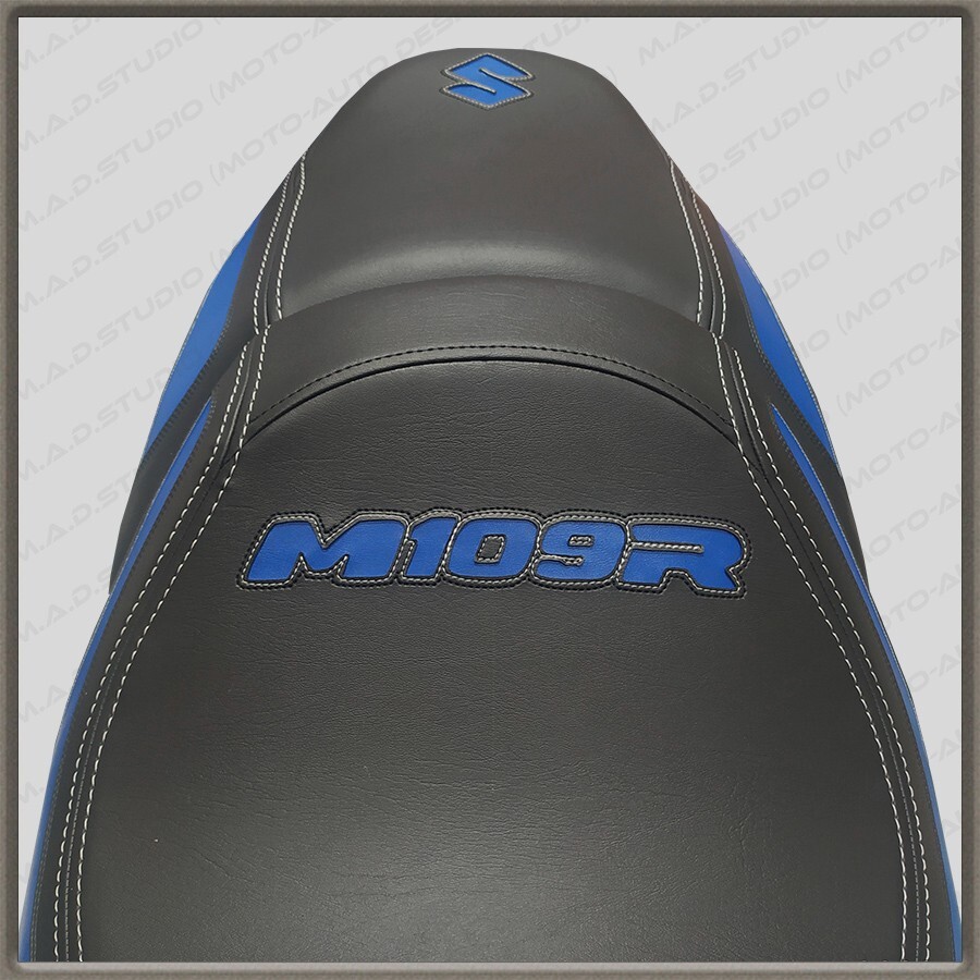 CUSTOM Seat Cover Suzuki BOULEWARD M109R (INTRUDER M1800R) Black+Blue+wt 2006+