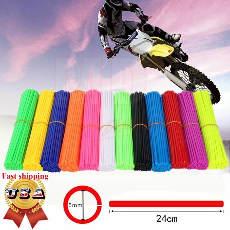 72 Motorcycle Dirt Bike Spoke Skins Covers Wraps Wheel Rim Guard Protector Bike