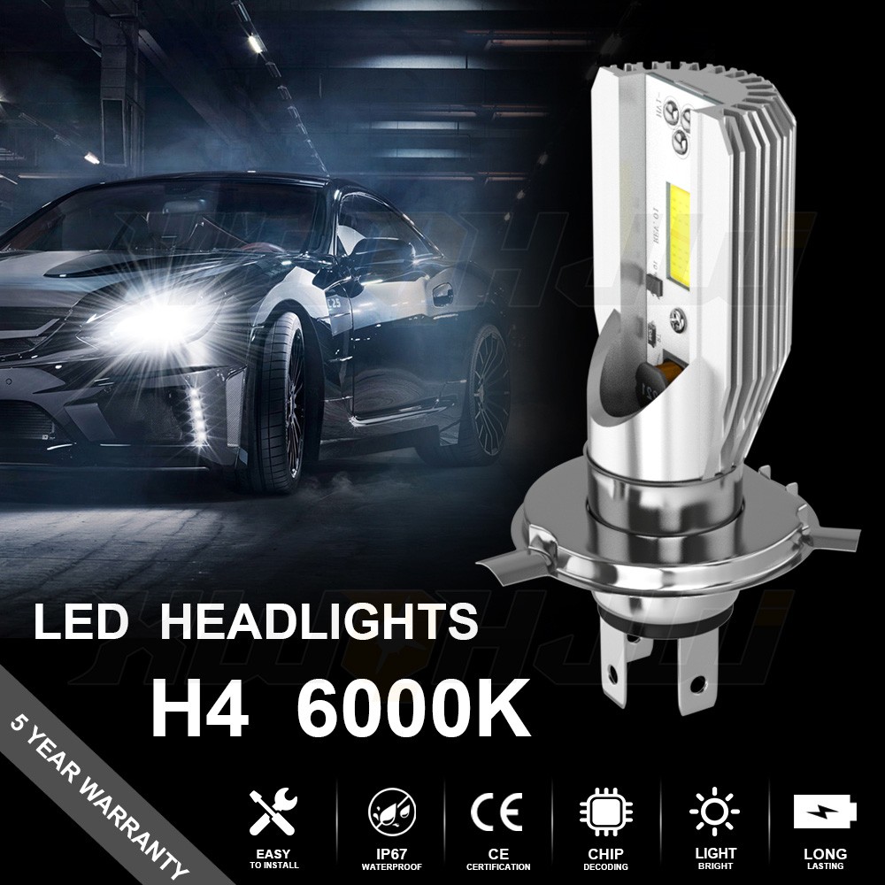 H4 9003 LED Headlight Bulb 6500K White High/Low Beam For Motorcycle