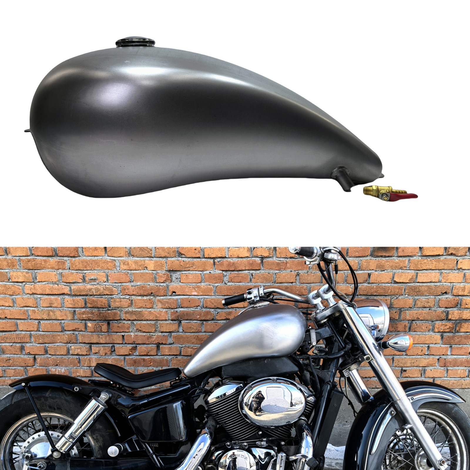15L Silver Fuel Tank With Oil Cap For HONDA VT750 SHADOW750 1997-2003 98 99 00