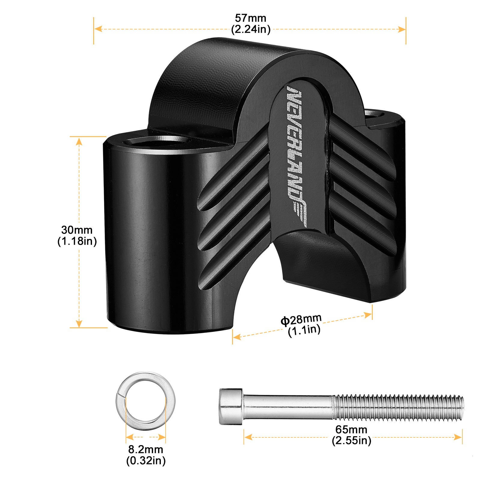 Black Handlebar Risers 28MM 1 1/8″ Fat Bar Risers Mount Clamps Adaptor Motorbike