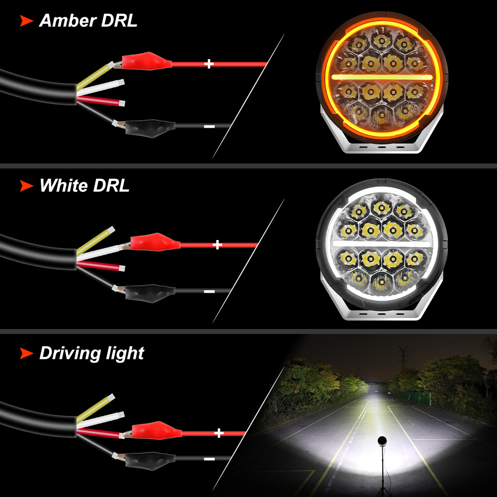 Pair 6.5″inch Black LED Driving Lights Spot Round Work 4×4 SUV Offroad Truck DRL