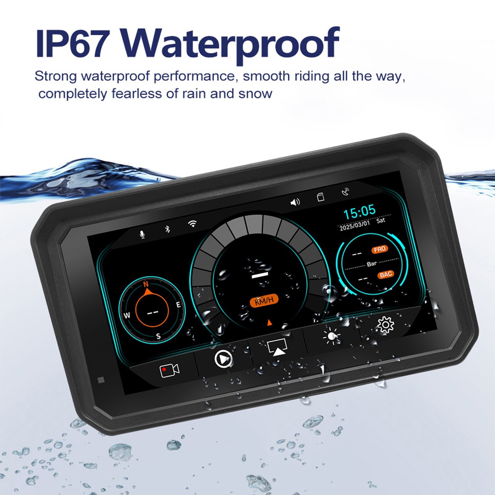 5.99″ Motorcycle GPS Navigation Android Auto CarPlay Touchscreen Wifi Camera