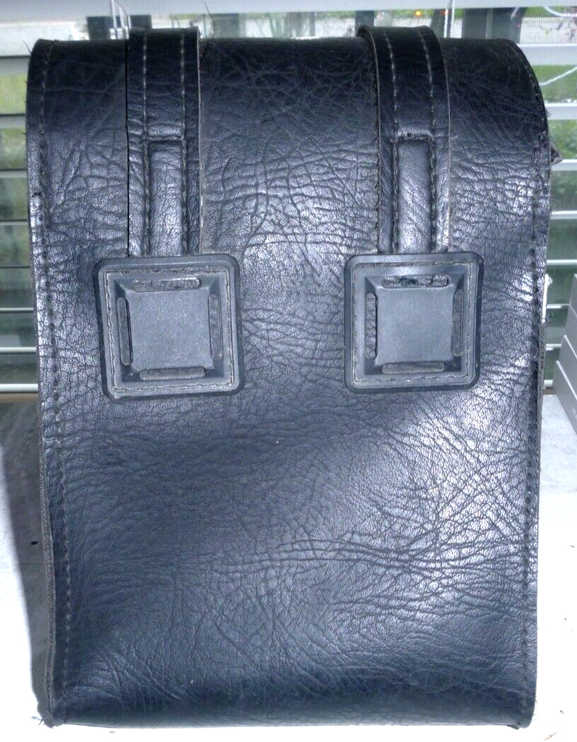 All American Rider BLACK Box Style Leather Bag 12x8x3” SILVER Buckles Studs USA