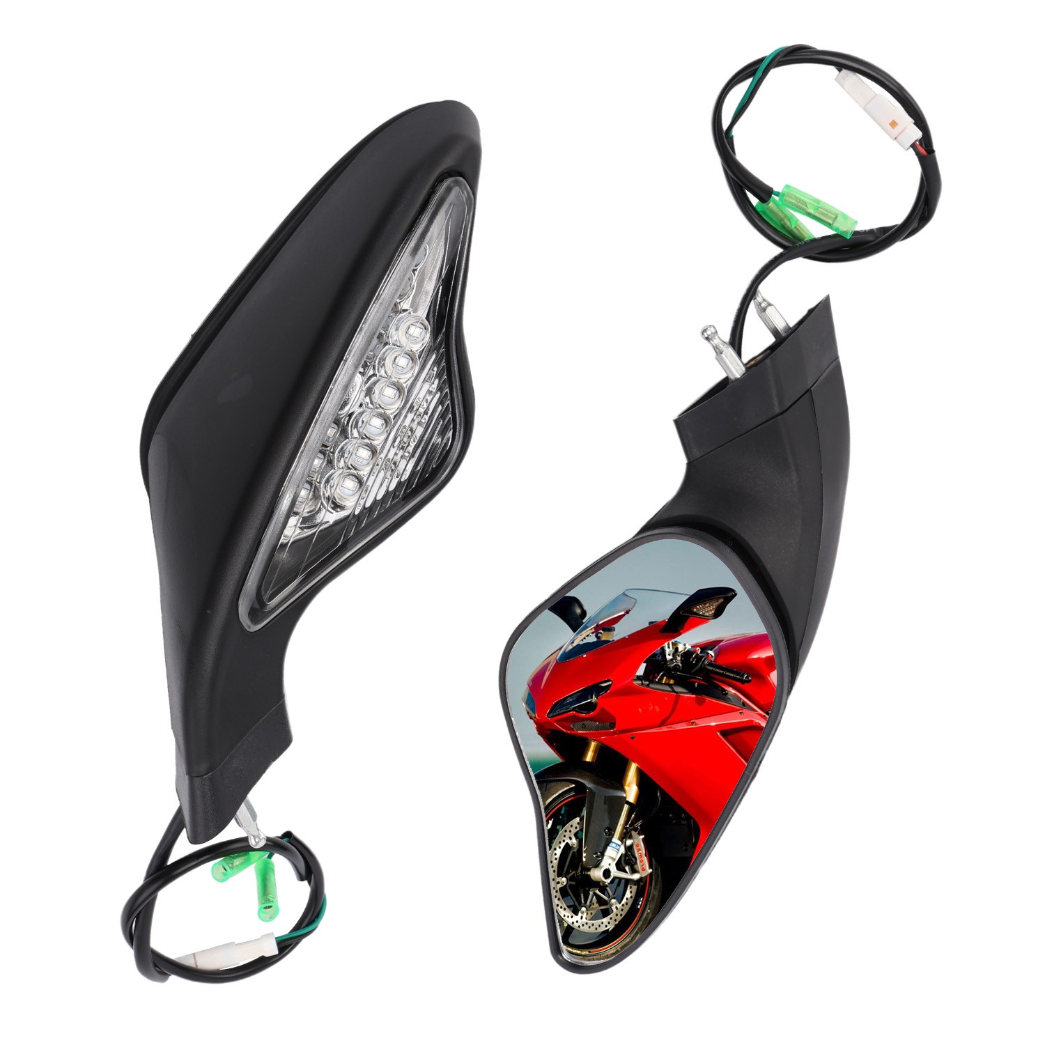 For DUCATI 848 1098 1098S 1098R 1198 1198S 1198R Rearview Mirror W/ Signal Light
