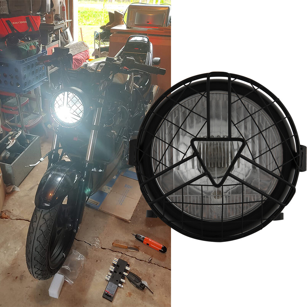 6.5” Motorcycle Headlight Halogen For Harley Kawasaki Honda Cafe Racer Bobber A