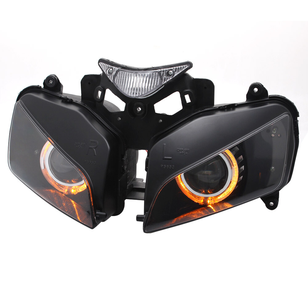 Fully Headlight Assembly HID Projector Amber Angel Eye for Honda CBR1000RR 04-07