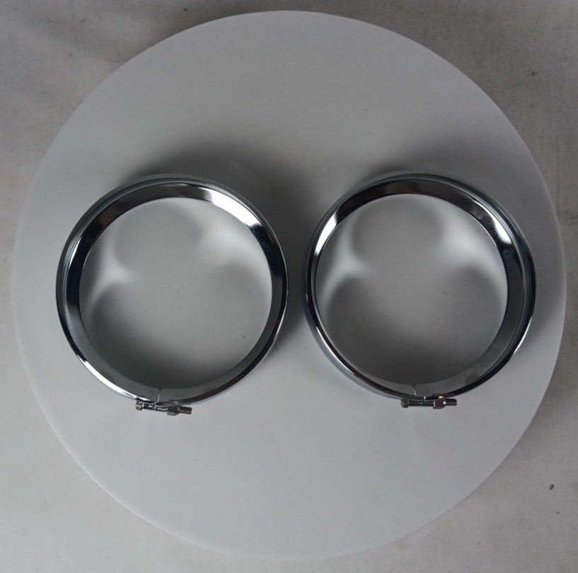 UNBRANDED FOR HARLEY DAVIDSON 4 in CHROME PASSING LAMP RINGS BEZELS W/HARDWARE