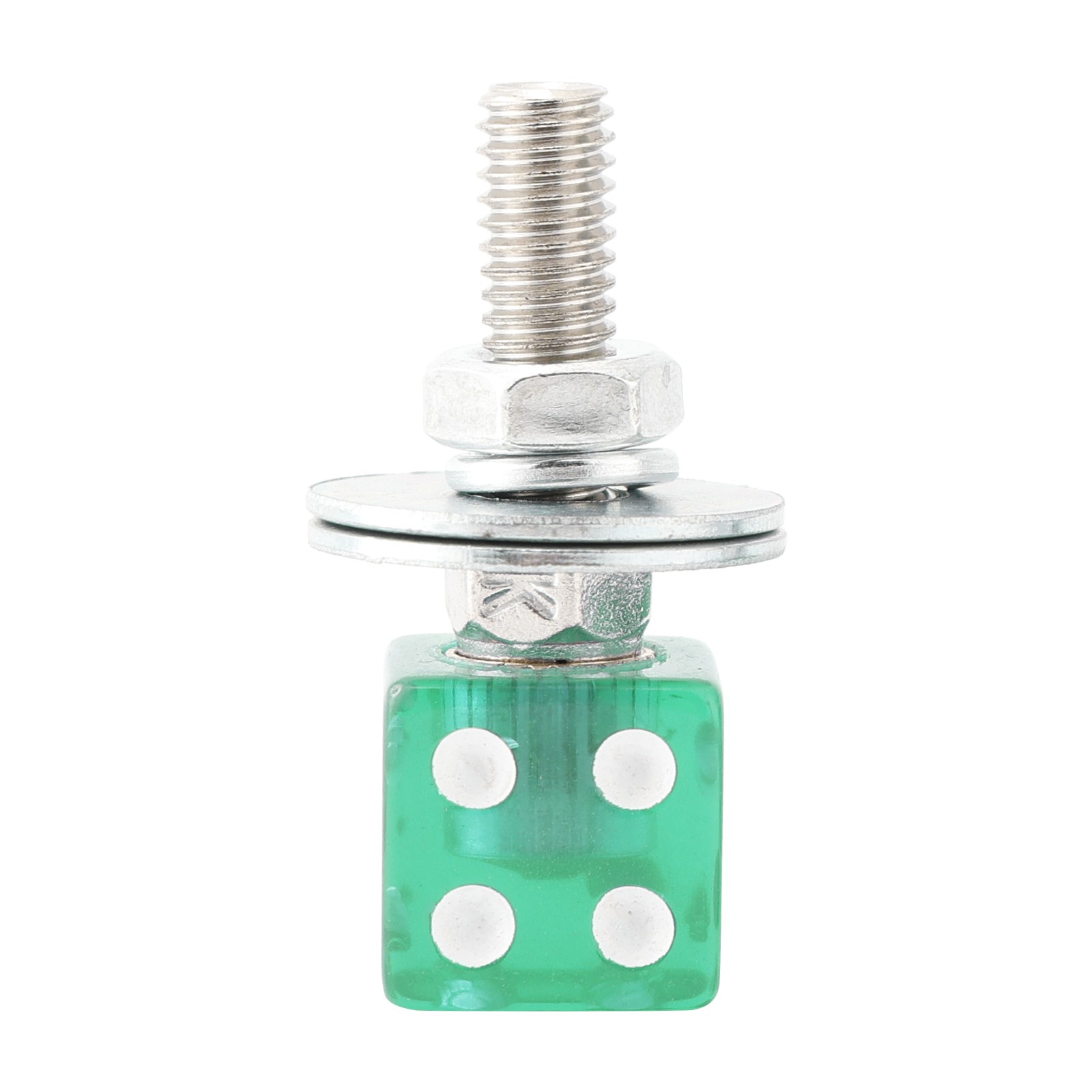 4x Motorcycle Bike Plastic Green Dice License Plate Bolt On Screw On Frame Nut