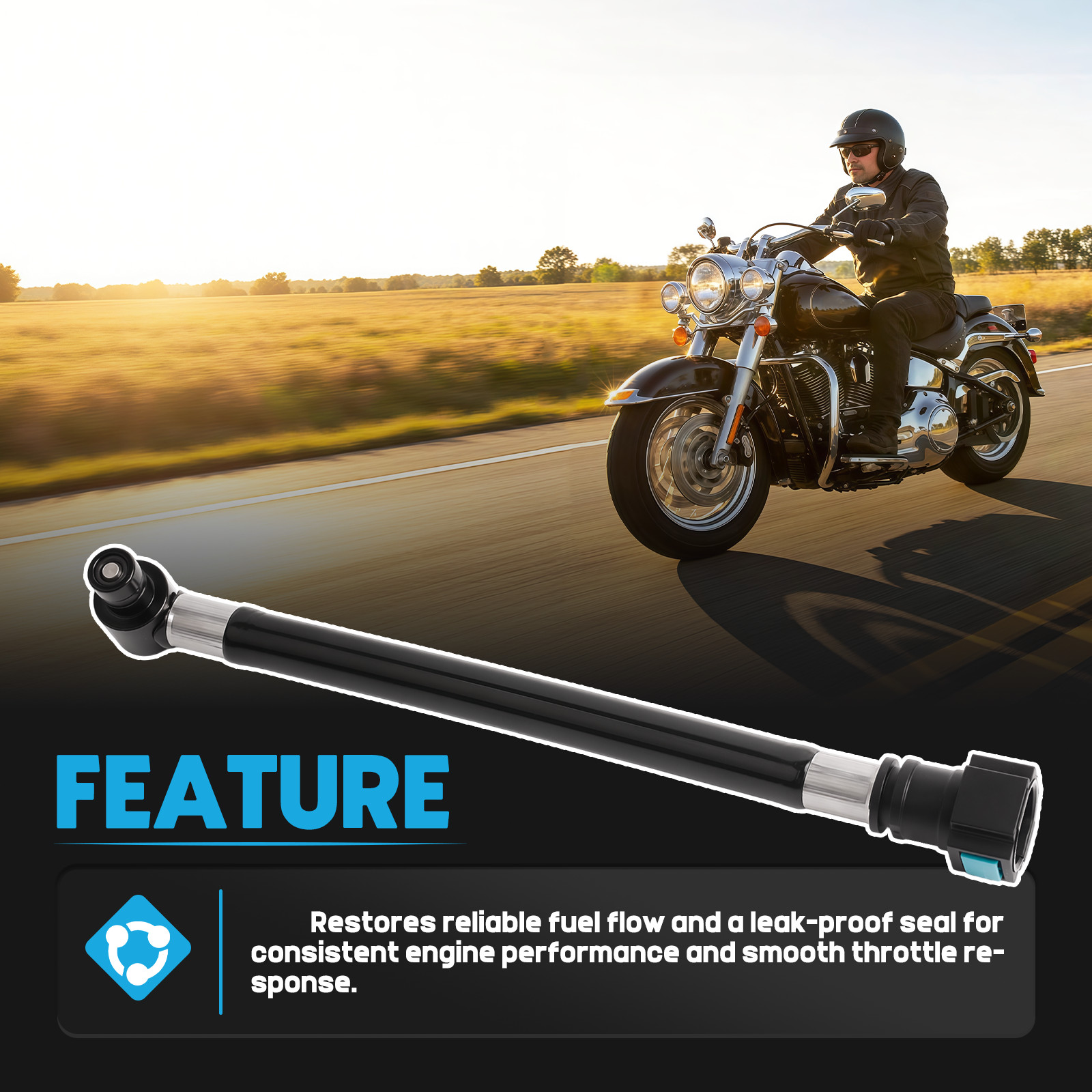 Black EFI Fuel Gas Line 62900-01D For Harley Touring 2007 Softail 2001-2017