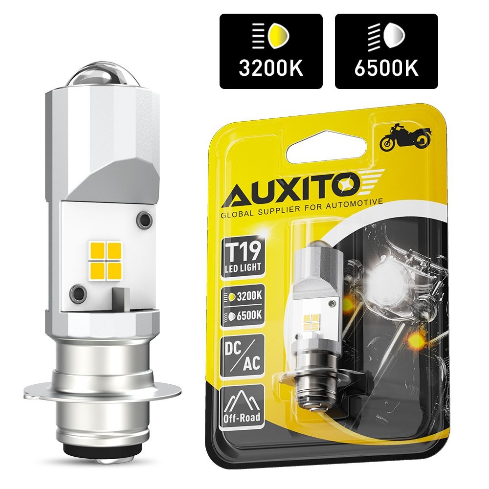 AUXITO Motorcycle T19 P15D LED Headlight Light Bulb 15000LM Hi/Lo Beam Bi-colors